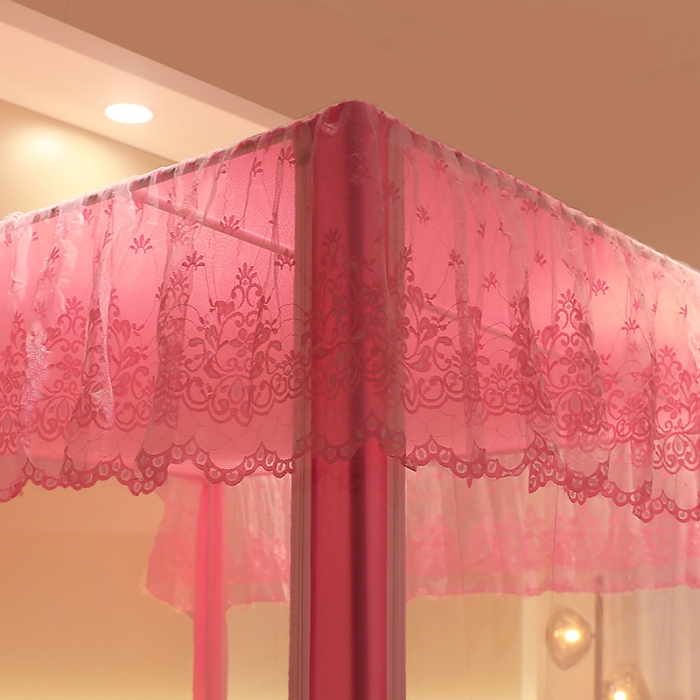 91家纺网 家纺一手货源 找家纺 千逸虹 2024新款防尘坐床回底蚊帐 优梦-粉玉