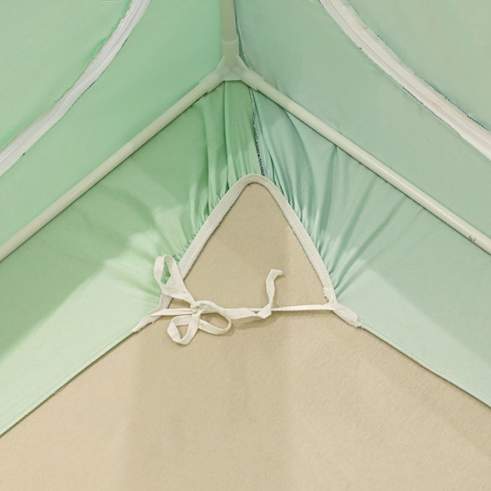 91家纺网 家纺一手货源 找家纺 千逸虹 2024新款防尘坐床回底蚊帐 优梦-天青