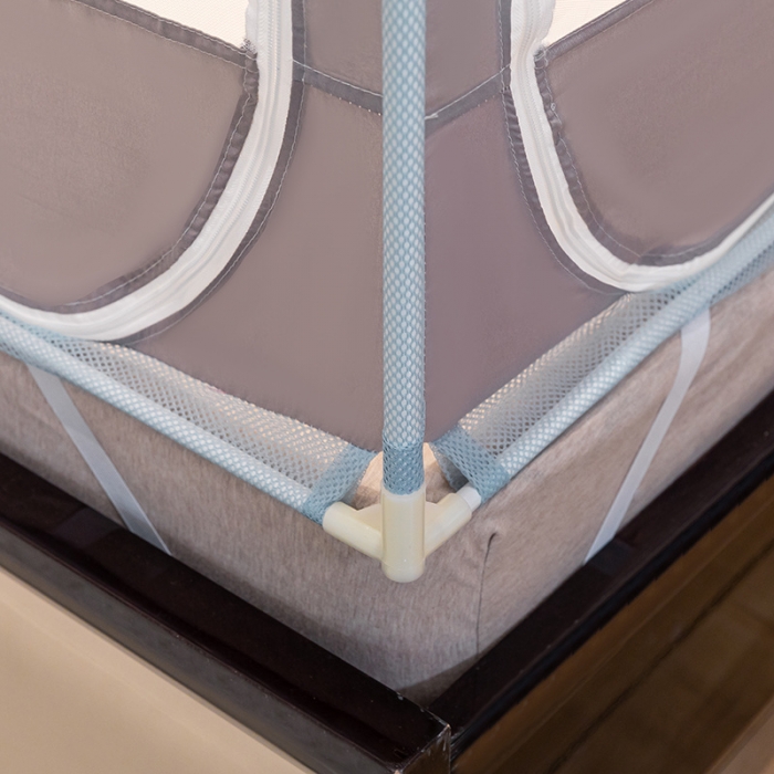 91家纺网 家纺一手货源 找家纺 兆星 2023新款外穿三开门方顶坐床蚊帐 绅士灰