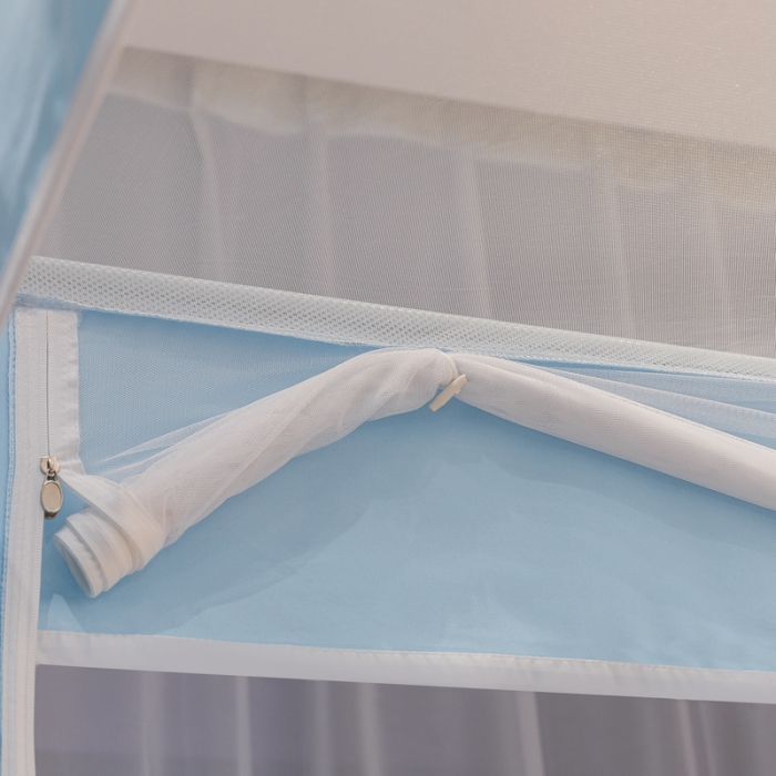 91家纺网 家纺一手货源 找家纺 兆星 2023新款外穿三开门方顶坐床蚊帐 天空蓝