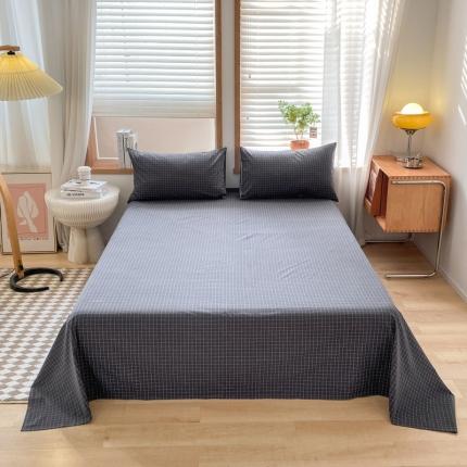 91家纺网 家纺一手货源 找家纺 （总）蓝邻 2024新款全棉无印风全棉色织水洗棉单品床单