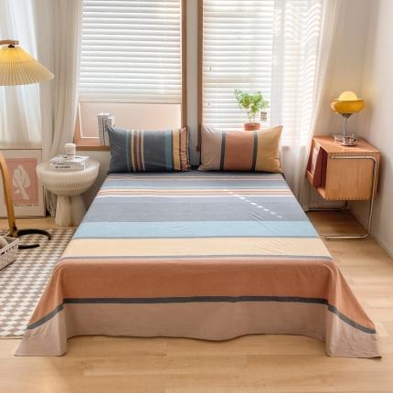 91家纺网 家纺一手货源 找家纺 （总）蓝邻 2024新款全棉无印风全棉色织水洗棉单品床单