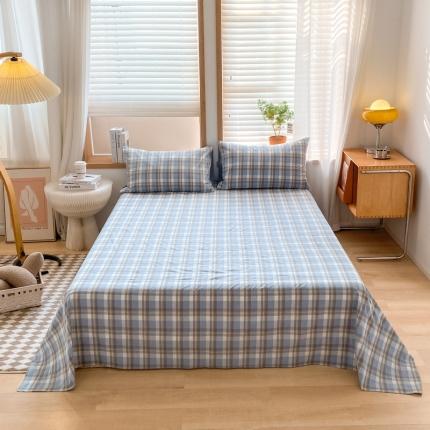 91家纺网 家纺一手货源 找家纺 （总）蓝邻 2024新款全棉无印风全棉色织水洗棉单品床单