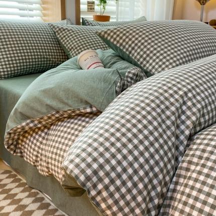 91家纺网 家纺一手货源 找家纺 （总）蓝邻 2024新款全棉无印风全棉色织水洗棉单品被套