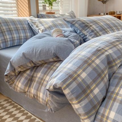 91家纺网 家纺一手货源 找家纺 （总）蓝邻 2024新款全棉无印风全棉色织水洗棉单品被套