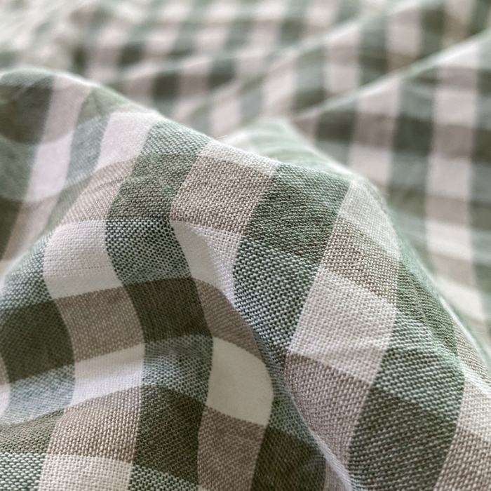 91家纺网 家纺一手货源 找家纺 蓝邻 2024新款全棉无印风全棉色织水洗棉单品被套 绿小格