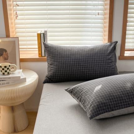 91家纺网 家纺一手货源 找家纺 （总）蓝邻 2024新款全棉无印风全棉色织水洗棉枕套