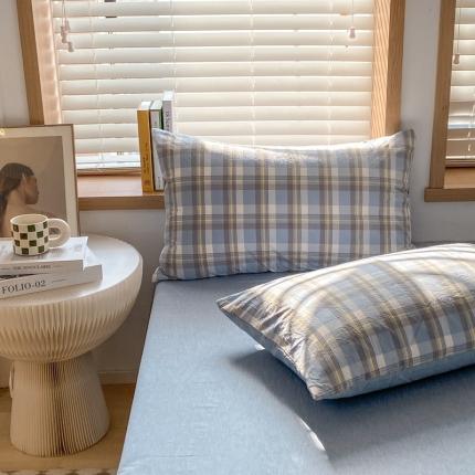 91家纺网 家纺一手货源 找家纺 （总）蓝邻 2024新款全棉无印风全棉色织水洗棉枕套