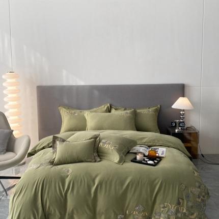 棉生活家纺 2023新款水洗牛奶蛋白棉四件套 橄榄绿