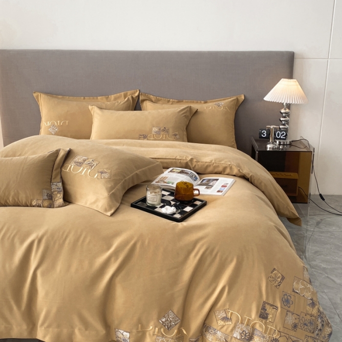 91家纺网 家纺一手货源 找家纺 棉生活家纺 2023新款水洗牛奶蛋白棉四件套 高级驼