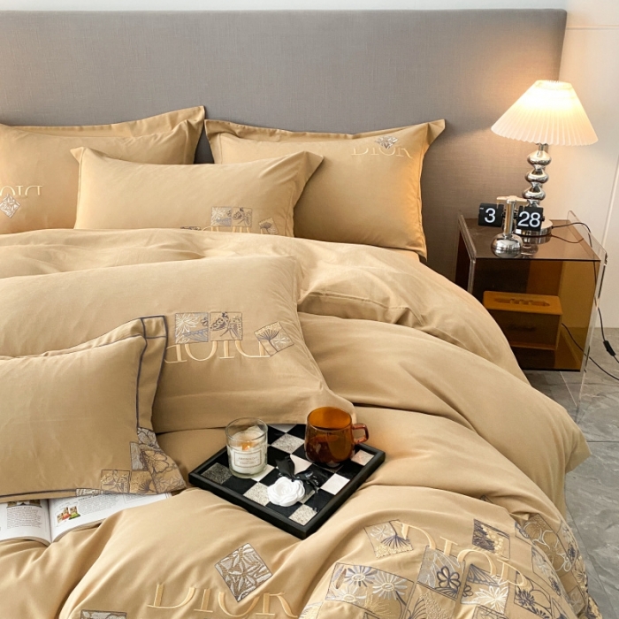 91家纺网 家纺一手货源 找家纺 棉生活家纺 2023新款水洗牛奶蛋白棉四件套 高级驼