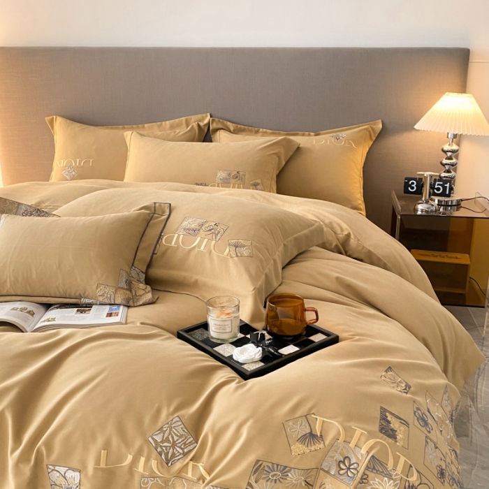 91家纺网 家纺一手货源 找家纺 棉生活家纺 2023新款水洗牛奶蛋白棉四件套 高级驼