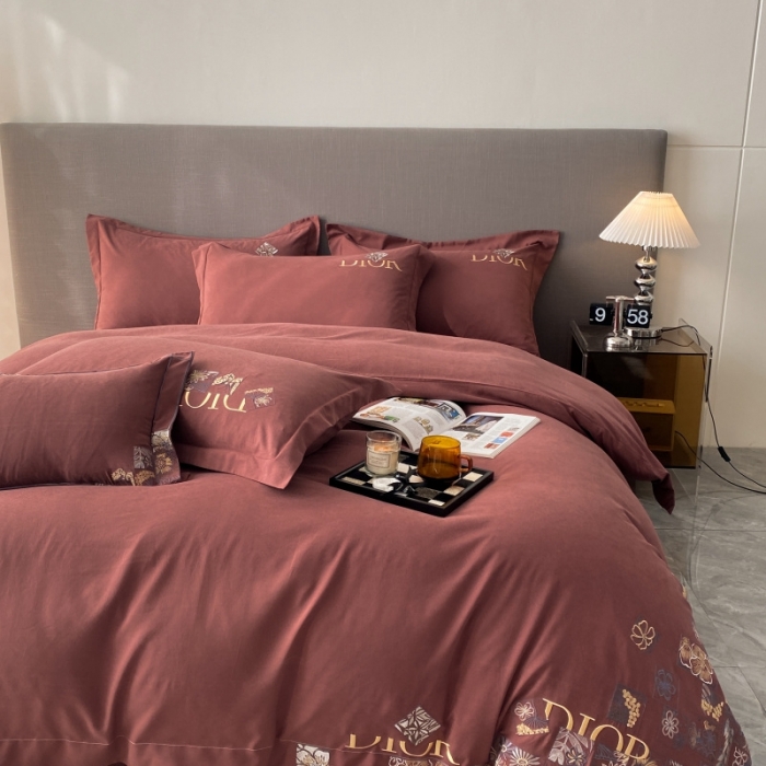 91家纺网 家纺一手货源 找家纺 棉生活家纺 2023新款水洗牛奶蛋白棉四件套 海棠红