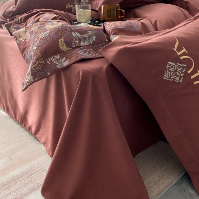 91家纺网 家纺一手货源 找家纺 棉生活家纺 2023新款水洗牛奶蛋白棉四件套 海棠红