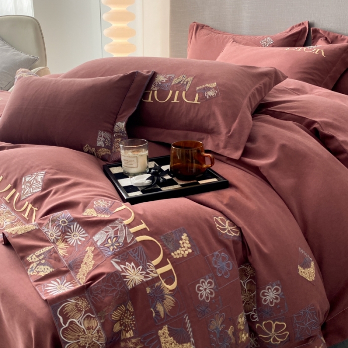 91家纺网 家纺一手货源 找家纺 棉生活家纺 2023新款水洗牛奶蛋白棉四件套 海棠红