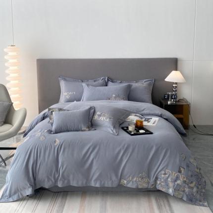 棉生活家纺 2023新款水洗牛奶蛋白棉四件套 青雾灰