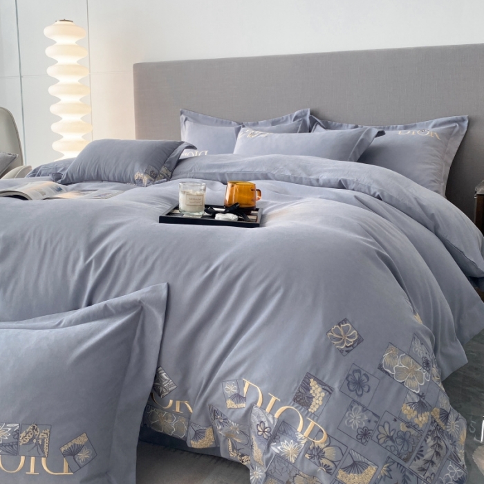 91家纺网 家纺一手货源 找家纺 棉生活家纺 2023新款水洗牛奶蛋白棉四件套 青雾灰