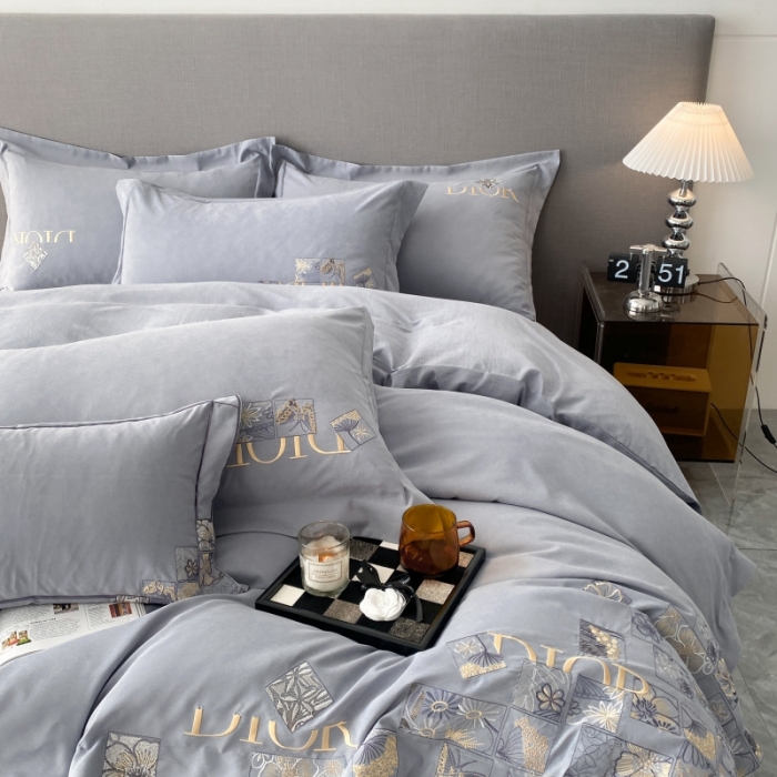 91家纺网 家纺一手货源 找家纺 棉生活家纺 2023新款水洗牛奶蛋白棉四件套 青雾灰