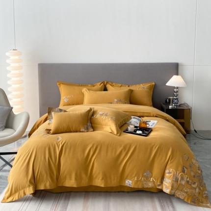 棉生活家纺 2023新款水洗牛奶蛋白棉四件套 秋香黄