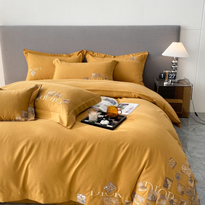 91家纺网 家纺一手货源 找家纺 棉生活家纺 2023新款水洗牛奶蛋白棉四件套 秋香黄