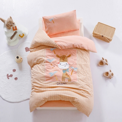 91家纺网 家纺一手货源 找家纺 A类全棉水洗棉儿童套件幼儿园被子三件套宝宝午睡六件套 奶宝小鹿