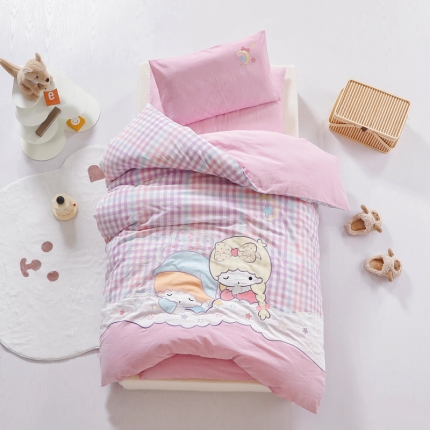 91家纺网 家纺一手货源 找家纺 A类全棉水洗棉儿童套件幼儿园被子三件套宝宝午睡六件套 睡梦天使