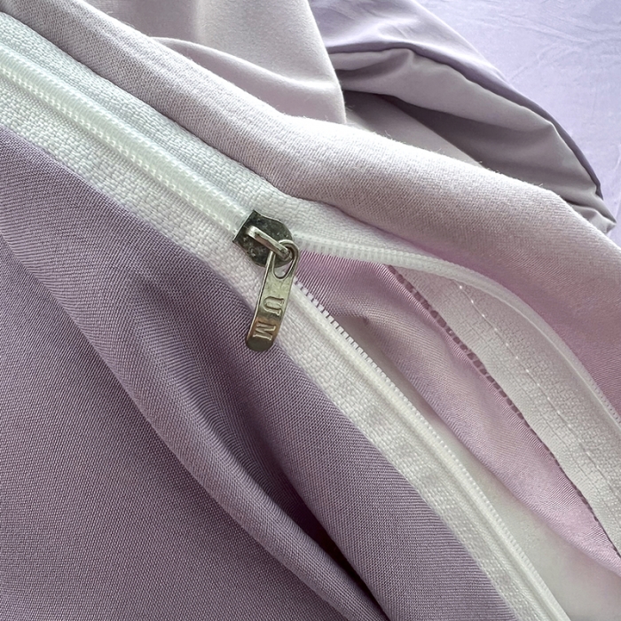 91家纺网 家纺一手货源 找家纺 优迈 新款纯色双拼水洗棉亲肤磨毛四件套-单被套枕套床笠紫薯芋泥