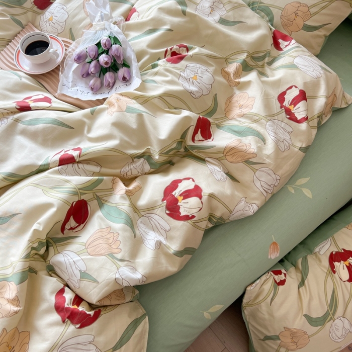 91家纺网 家纺一手货源 找家纺 （总新）呗旺鹿 2023新款13372舒适极简休闲风全棉纯棉印花四件套