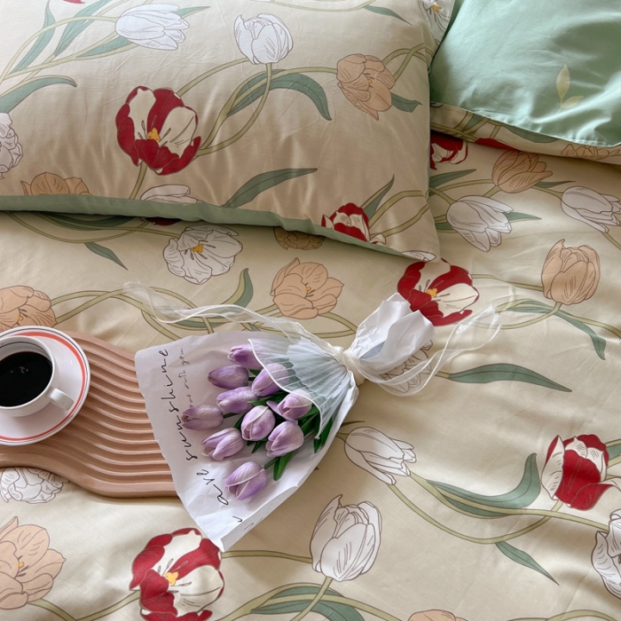 91家纺网 家纺一手货源 找家纺 （总新）呗旺鹿 2023新款13372舒适极简休闲风全棉纯棉印花四件套