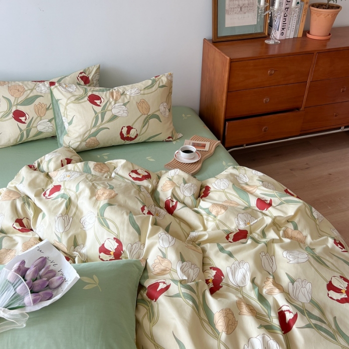 91家纺网 家纺一手货源 找家纺 （总新）呗旺鹿 2023新款13372舒适极简休闲风全棉纯棉印花四件套