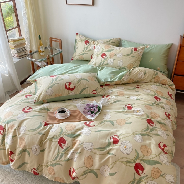 91家纺网 家纺一手货源 找家纺 （总新）呗旺鹿 2023新款13372舒适极简休闲风全棉纯棉印花四件套