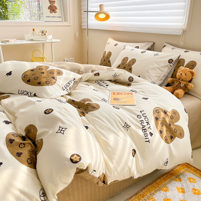 91家纺网 家纺一手货源 找家纺 呗旺鹿 2023新款13372全棉纯棉印花四件套直播款 伯爵兔兔