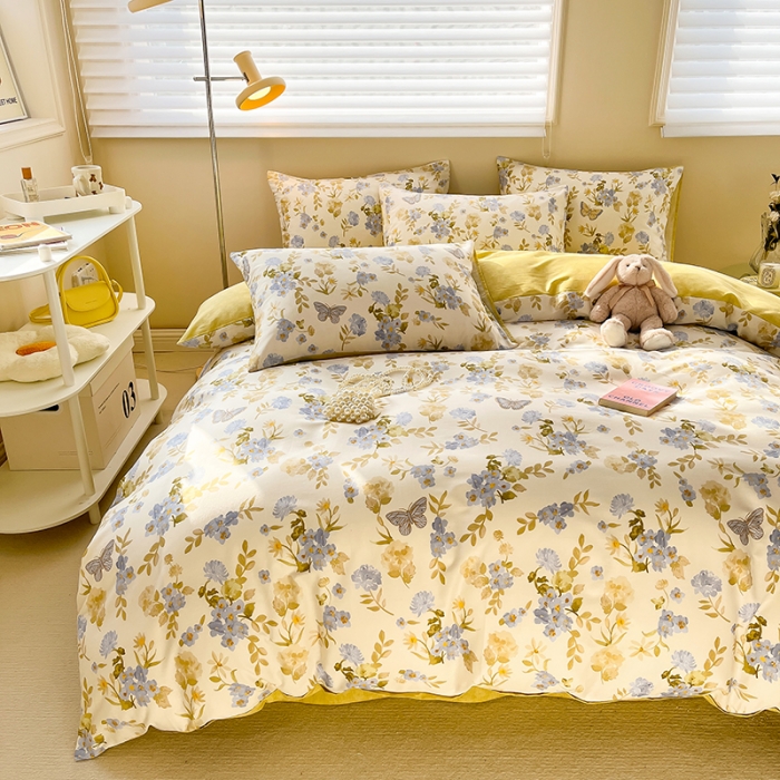 91家纺网 家纺一手货源 找家纺 呗旺鹿 2023新款13372全棉纯棉印花四件套直播款 蝶恋花