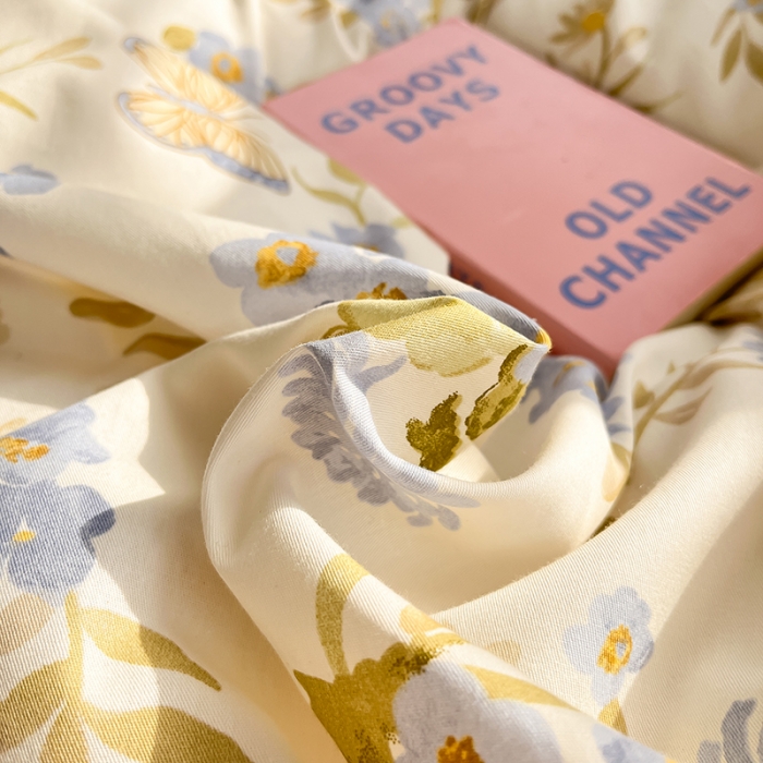 91家纺网 家纺一手货源 找家纺 呗旺鹿 2023新款13372全棉纯棉印花四件套直播款 蝶恋花