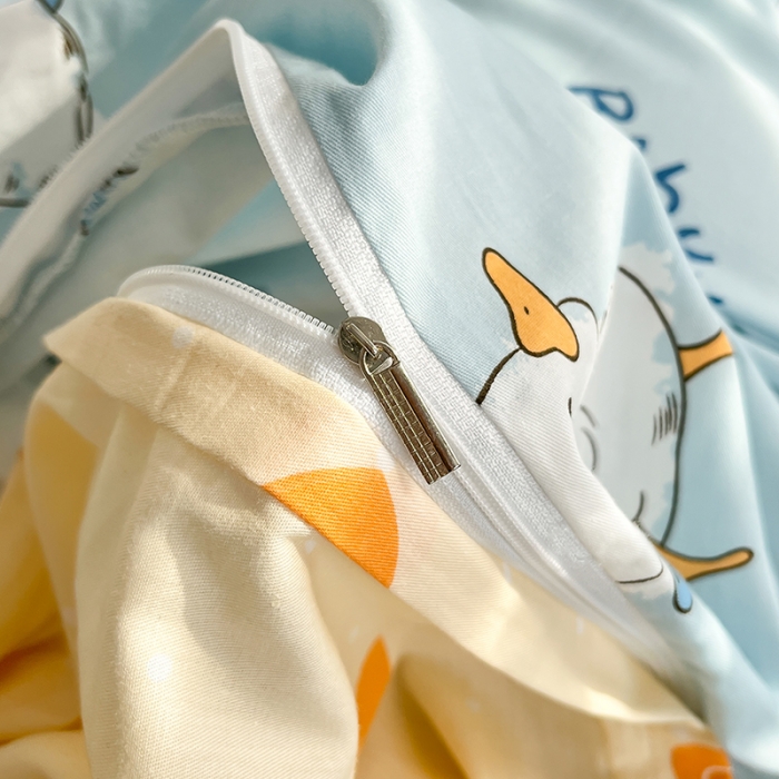 91家纺网 家纺一手货源 找家纺 呗旺鹿 2023新款13372全棉纯棉印花四件套直播款 可爱鸭