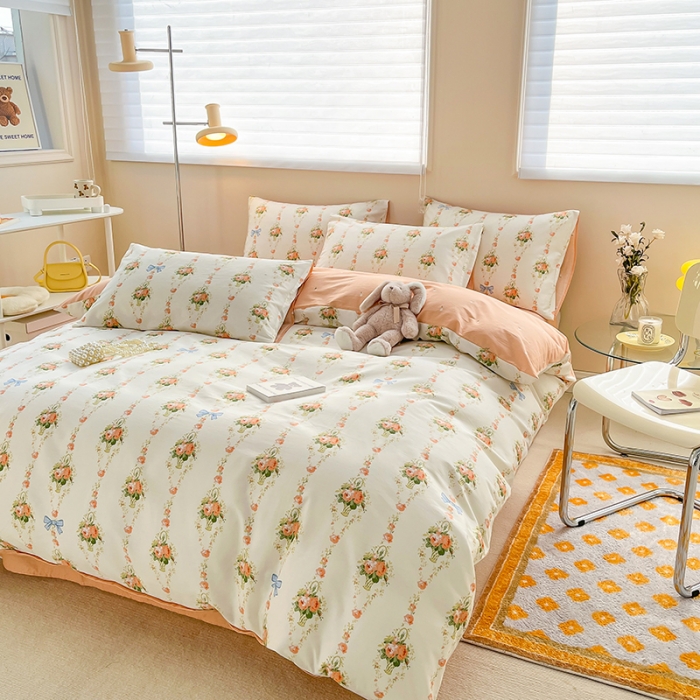 91家纺网 家纺一手货源 找家纺 呗旺鹿 2023新款13372全棉纯棉印花四件套直播款 玫瑰物语