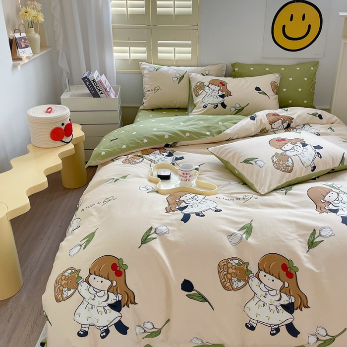 91家纺网 家纺一手货源 找家纺 呗旺鹿 2023新款13372全棉纯棉印花四件套直播款 欧尼酱