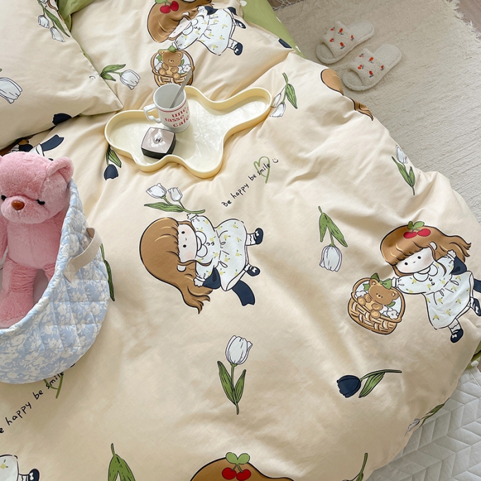 91家纺网 家纺一手货源 找家纺 呗旺鹿 2023新款13372全棉纯棉印花四件套直播款 欧尼酱