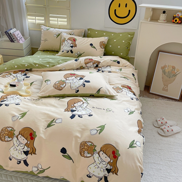 91家纺网 家纺一手货源 找家纺 呗旺鹿 2023新款13372全棉纯棉印花四件套直播款 欧尼酱