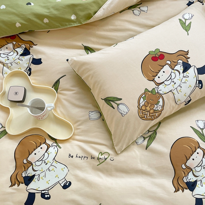 91家纺网 家纺一手货源 找家纺 呗旺鹿 2023新款13372全棉纯棉印花四件套直播款 欧尼酱