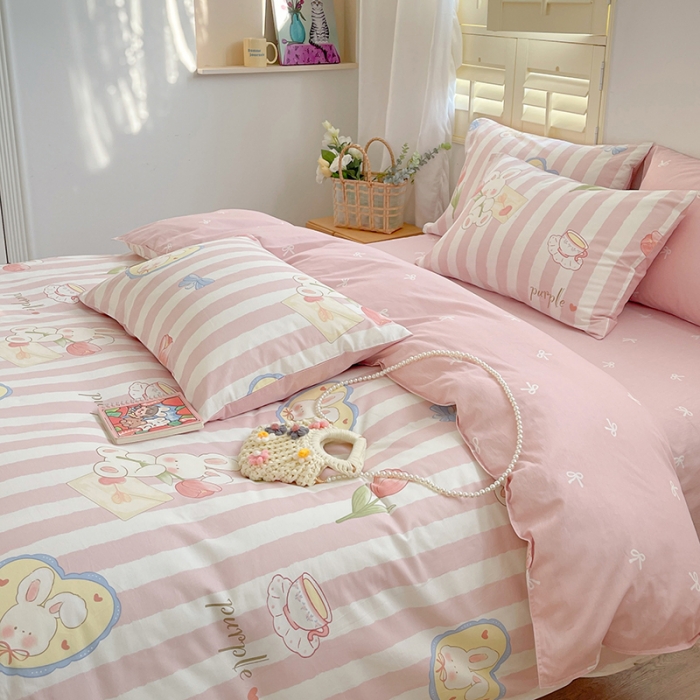 91家纺网 家纺一手货源 找家纺 呗旺鹿 2023新款13372全棉纯棉印花四件套直播款 瑞贝卡