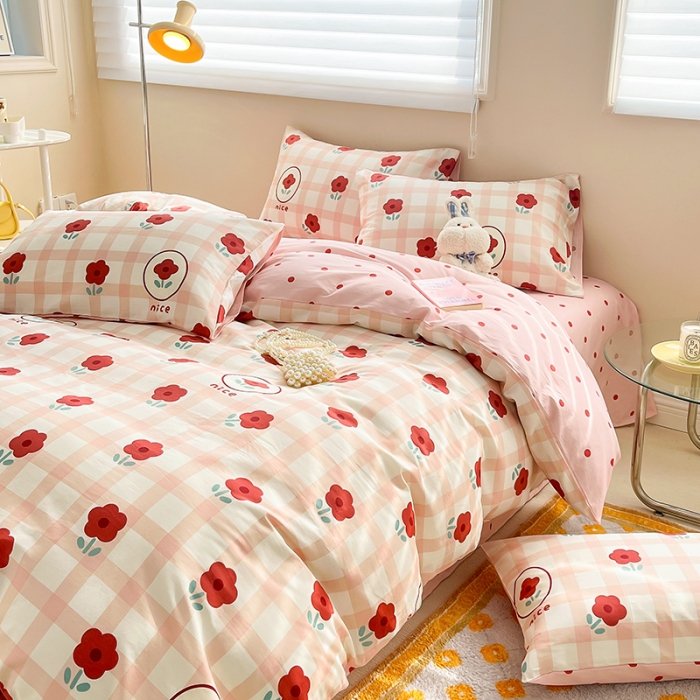 91家纺网 家纺一手货源 找家纺 呗旺鹿 2023新款13372全棉纯棉印花四件套直播款 若摇