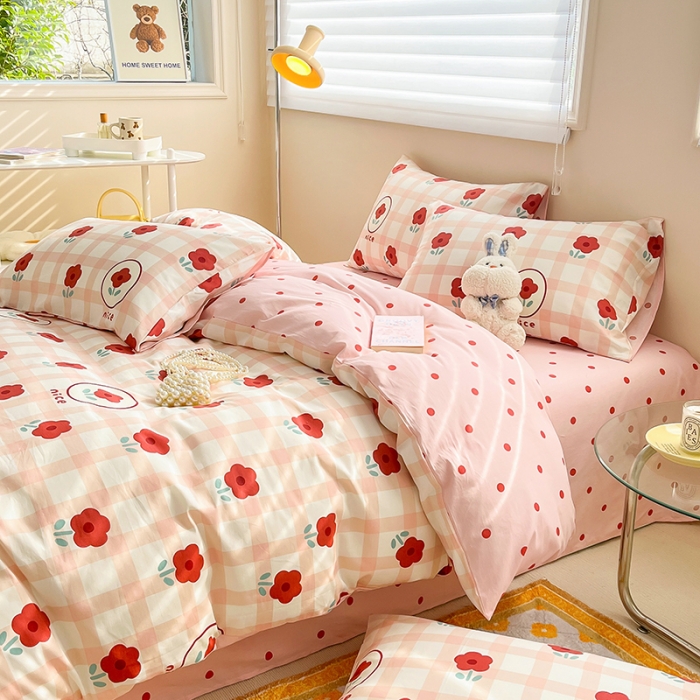 91家纺网 家纺一手货源 找家纺 呗旺鹿 2023新款13372全棉纯棉印花四件套直播款 若摇