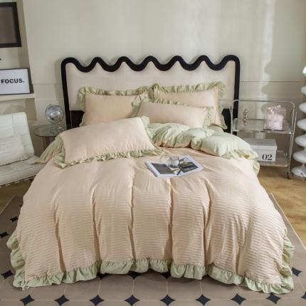 91家纺网 家纺一手货源 找家纺 （总）仟网汇  2023新款韩版叶子泡泡纱四件套