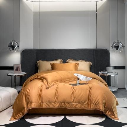 91家纺网 家纺一手货源 找家纺 798 2023新款贡缎长绒棉提花四件套 菠萝-铂爵橙