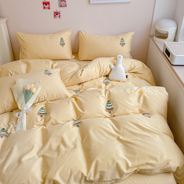 91家纺网 家纺一手货源 找家纺 丽涵家纺 2024春夏新品全棉毛巾绣四件套（内含买家秀） 圣诞树