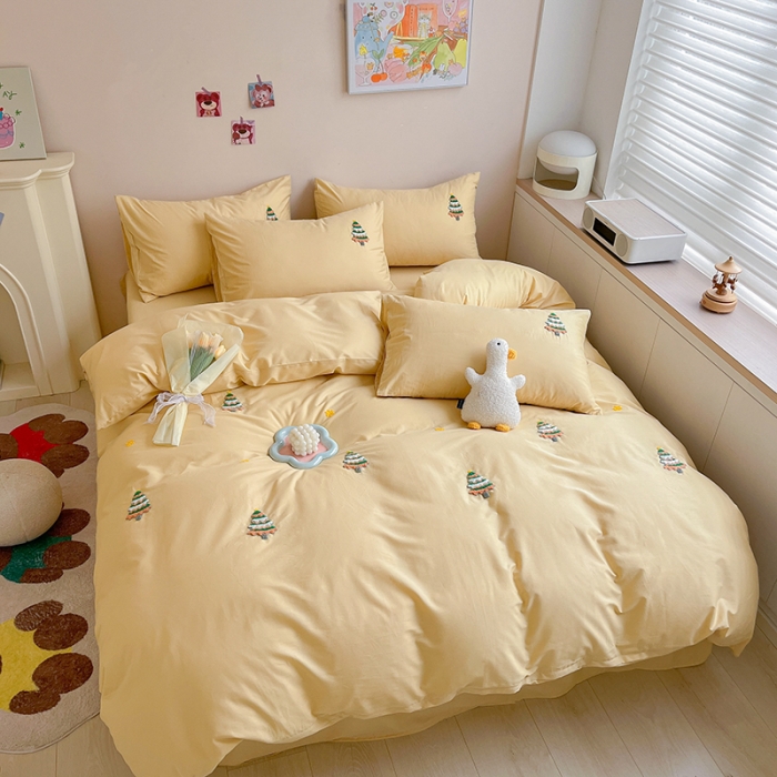 91家纺网 家纺一手货源 找家纺 丽涵家纺 2024春夏新品全棉毛巾绣四件套（内含买家秀） 圣诞树