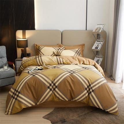 91家纺网 家纺一手货源 找家纺 曼秀琳 2023新款40s匹马棉印花系列四件套 杰菲-咖