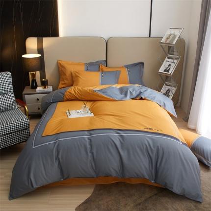 91家纺网 家纺一手货源 找家纺 曼秀琳 2023新款40s匹马棉印花系列四件套 金粉世家-桔