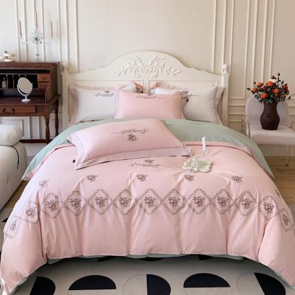 91家纺网 家纺一手货源 找家纺 （总）卡姿 2023新款优雅刺绣四件套西西里花园